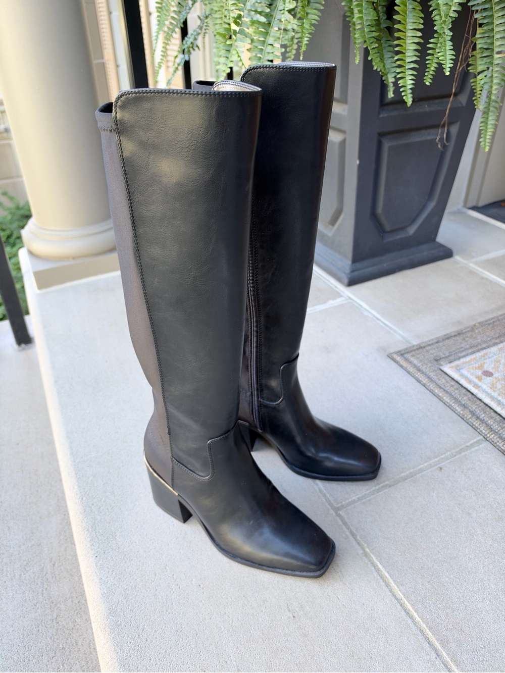 Kelly & Katie Black Tall Block-Heel Riding Boots